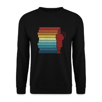 Retro Dudelsack Unterricht Blasrohr Great Highland - Unisex Pullover - Schwarz - Vorne - Alina (178cm) & Michal (187cm)