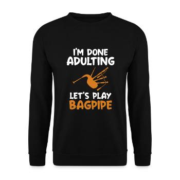 Fini Adulte Jouons à la cornemuse Blowpipe Player - Sweat-shirt Unisexe - noir - Devant - Alina (178cm) & Michal (187cm)