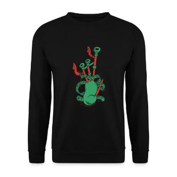 Blasrohr Great Highland Dudelsack Unterricht Spieler - Unisex Pullover - Schwarz - Vorne - Alina (178cm) & Michal (187cm)
