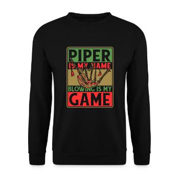 Piper est mon nom, souffler est mon jeu sarbacane - Sweat-shirt Unisexe - noir - Devant - Alina (178cm) & Michal (187cm)