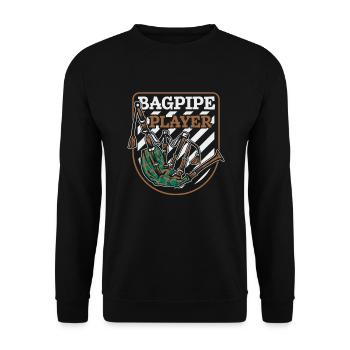 Dudelsackspieler Blasrohr Großer Highland-Spieler - Unisex Pullover - Schwarz - Vorne - Alina (178cm) & Michal (187cm)