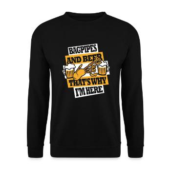 Cornemuse et bière C’est pourquoi je suis ici Sarbacane - Sweat-shirt Unisexe - noir - Devant - Alina (178cm) & Michal (187cm)