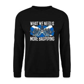Was wir brauchen, sind mehr Dudelsackspieler - Unisex Pullover - Schwarz - Vorne - Alina (178cm) & Michal (187cm)