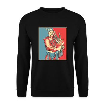 Dudelsackspieler Portrait Great Highland Dudelsack Unterricht - Unisex Pullover - Schwarz - Vorne - Alina (178cm) & Michal (187cm)