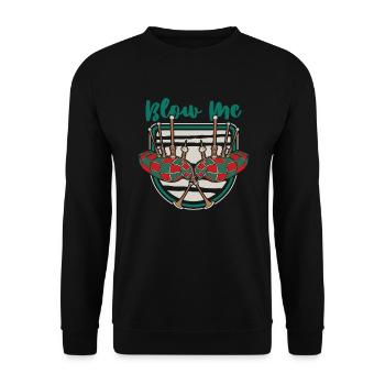 Blow Me Dudelsack Unterricht Blasrohr Great Highland - Unisex Pullover - Schwarz - Vorne - Alina (178cm) & Michal (187cm)