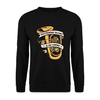 Destroying Silence Is My Cardio Instrument Player - Unisex Sweatshirt - black - Front - Alina (178cm) & Michal (187cm)