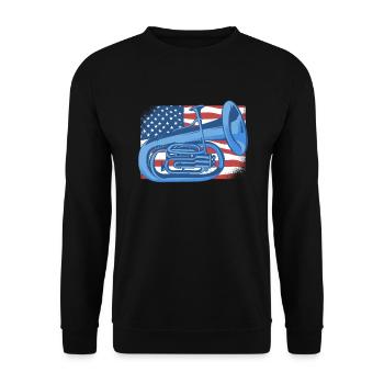 Euphonium American Flag Instrument Euphonist - Unisex Sweatshirt - black - Front - Alina (178cm) & Michal (187cm)