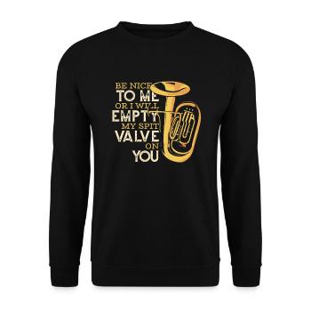 Be Nice Or I'll Empty My Spit Valve On You Player - Unisex Sweatshirt - black - Front - Alina (178cm) & Michal (187cm)
