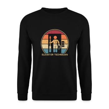 Retro-Techniker, Reparaturinspektor, Aufzug - Unisex Pullover - Schwarz - Vorne - Alina (178cm) & Michal (187cm)
