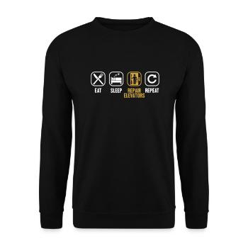 Eat Sleep Repair Elevators Repeat Repair Elevator - Unisex Sweatshirt - black - Front - Alina (178cm) & Michal (187cm)