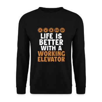 Life is Better with a Working Elevator Elevator - Unisex Sweatshirt - black - Front - Alina (178cm) & Michal (187cm)
