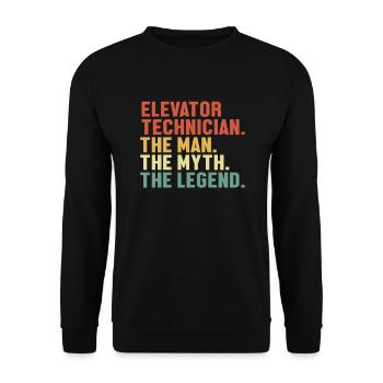 Elevator Technician Man Myth Legend Repair - Unisex Sweatshirt - black - Front - Alina (178cm) & Michal (187cm)