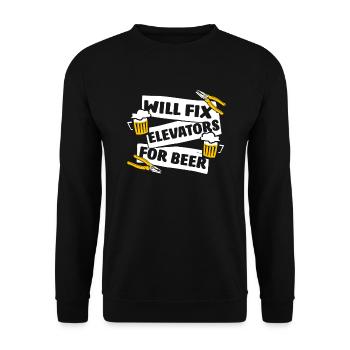 Will Fix Elevators For Beer Inspector Elevator - Unisex Sweatshirt - black - Front - Alina (178cm) & Michal (187cm)