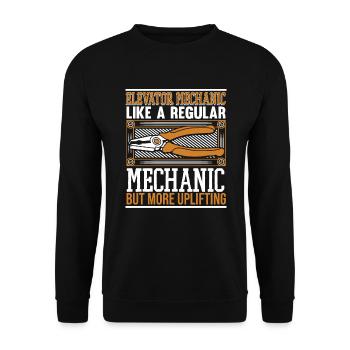 Wie ein normaler Mechaniker, aber erhebender - Unisex Pullover - Schwarz - Vorne - Alina (178cm) & Michal (187cm)