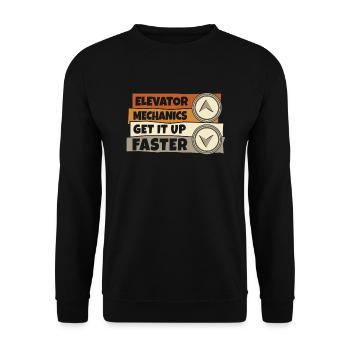 Elevator Mechanics Get It Up Faster Repair - Unisex Sweatshirt - black - Front - Alina (178cm) & Michal (187cm)