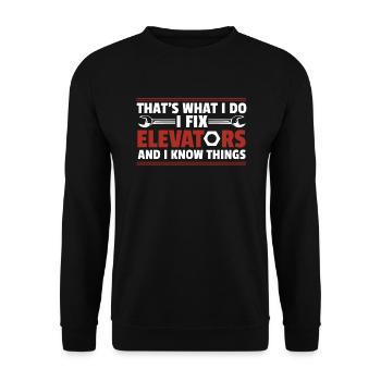 I Fix Elevators And I Know Things Repair Elevator - Unisex Sweatshirt - black - Front - Alina (178cm) & Michal (187cm)