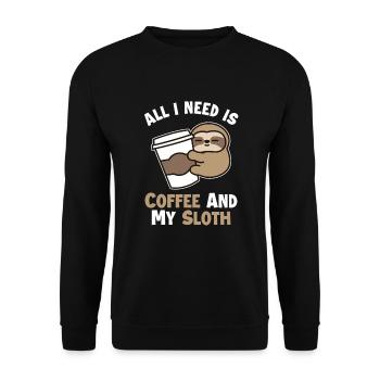 Coffee and my Sloth Pilosa Folivora - Unisex Sweatshirt - black - Front - Alina (178cm) & Michal (187cm)