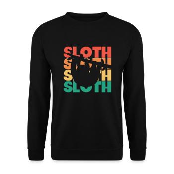Sloth Retro Text Brown-Throated Pilosa Folivora - Unisex Sweatshirt - black - Front - Alina (178cm) & Michal (187cm)