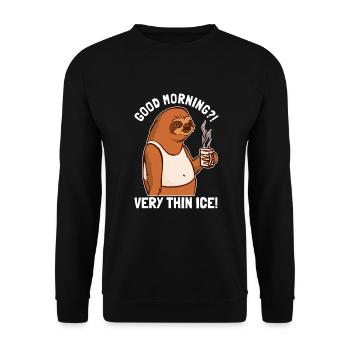 Guten Morgen sehr dünne Folivora - Unisex Pullover - Schwarz - Vorne - Alina (178cm) & Michal (187cm)