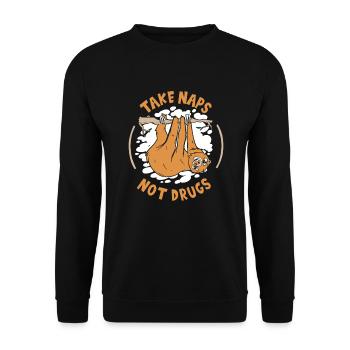 Faire la sieste, pas de drogue Folivora à gorge brune - Sweat-shirt Unisexe - noir - Devant - Alina (178cm) & Michal (187cm)