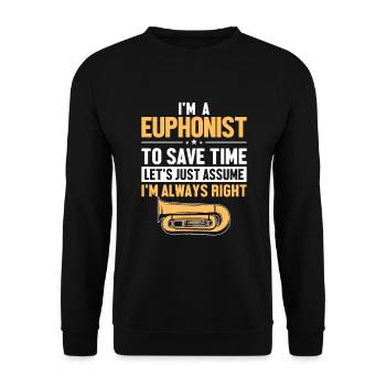 Euphoniste Supposons que j’ai raison Instrument - Sweat-shirt Unisexe - noir - Devant - Alina (178cm) & Michal (187cm)
