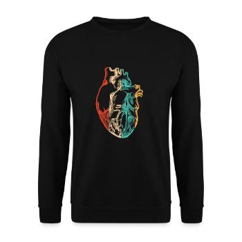 Retro-Katheter-Transplantations-Herzschrittmacher Offenes Herz - Unisex Pullover - Schwarz - Vorne - Alina (178cm) & Michal (187cm)