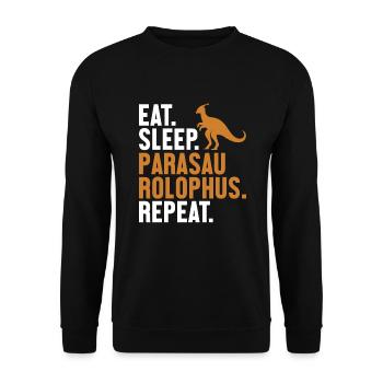 Eat Sleep Parasaurolophus Repeat Dinosaur - Unisex Sweatshirt - black - Front - Alina (178cm) & Michal (187cm)