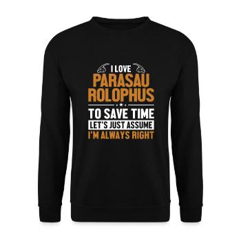 Parasaurolophus Let's Assume I'm Right Lover - Unisex Sweatshirt - black - Front - Alina (178cm) & Michal (187cm)