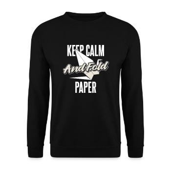 Keep Calm And Fold Paper Folding Owl Paper Crane - Unisex Sweatshirt - black - Front - Alina (178cm) & Michal (187cm)