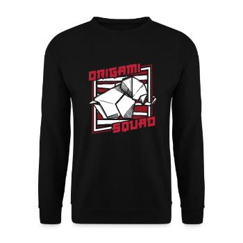 Origami Squad Pliant Hibou Papier Grue Maître - Sweat-shirt Unisexe - noir - Devant - Alina (178cm) & Michal (187cm)