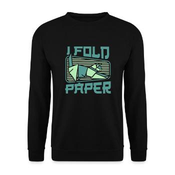 I Fold Paper Folding Owl Paper Crane Master - Unisex Sweatshirt - black - Front - Alina (178cm) & Michal (187cm)
