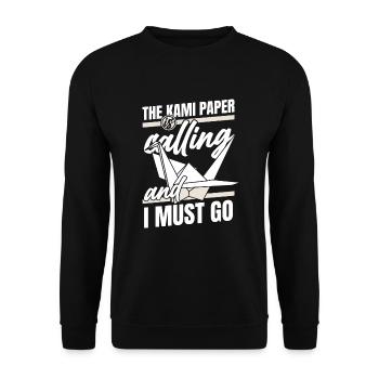 Le papier Kami appelle la grue en papier hibou pliante - Sweat-shirt Unisexe - noir - Devant - Alina (178cm) & Michal (187cm)