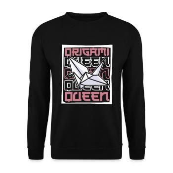 Origami Reine Pliant Hibou Papier Grue Maître - Sweat-shirt Unisexe - noir - Devant - Alina (178cm) & Michal (187cm)