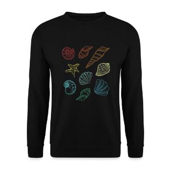 Retro Bivalvia Shell Shelling Bag Hunter Seashell - Sweat-shirt Unisexe - noir - Devant - Alina (178cm) & Michal (187cm)
