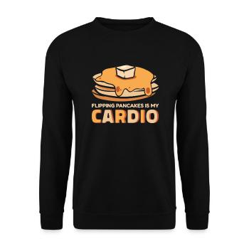 Das Wenden von Pfannkuchen ist mein Liebhaber von Cardio-Rezepten - Unisex Pullover - Schwarz - Vorne - Alina (178cm) & Michal (187cm)