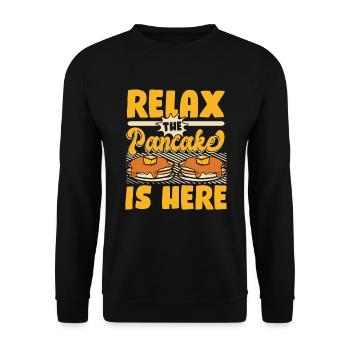 Entspannen Sie sich Der Pfannkuchen ist hier Rezepte Flapjack - Unisex Pullover - Schwarz - Vorne - Alina (178cm) & Michal (187cm)