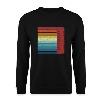 Harmoniciste rétro Harpe à bouche Harmonica harmonica - Sweat-shirt Unisexe - noir - Devant - Alina (178cm) & Michal (187cm)
