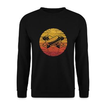 Retro Harmonicist Mouth Harp Harmonist Harmonica - Unisex Sweatshirt - black - Front - Alina (178cm) & Michal (187cm)
