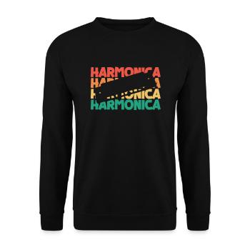 Mundharmonika Retro Text Harmonist Harmonicist - Unisex Pullover - Schwarz - Vorne - Alina (178cm) & Michal (187cm)
