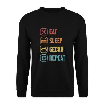 Manger Dormir Gecko Répéter Lézard à crête Gekkota - Sweat-shirt Unisexe - noir - Devant - Alina (178cm) & Michal (187cm)