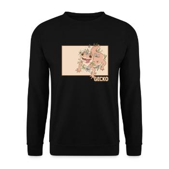 Gecko Doodle Chinesisches Hanzi Schopfeidechse Leopard - Unisex Pullover - Schwarz - Vorne - Alina (178cm) & Michal (187cm)