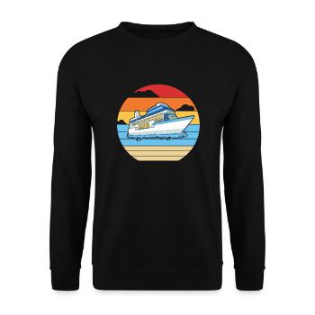 Retro Kreuzfahrtschiff Kreuzfahrt Besatzung Passagiere Kreuzfahrt - Unisex Pullover - Schwarz - Vorne - Alina (178cm) & Michal (187cm)