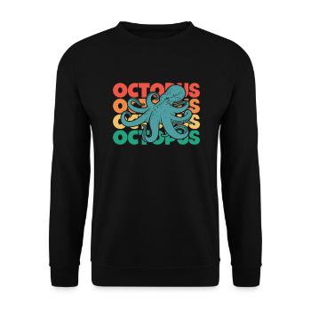Octopus Retro Text Octopoda Cephalopoda Octopodes - Unisex Sweatshirt - black - Front - Alina (178cm) & Michal (187cm)