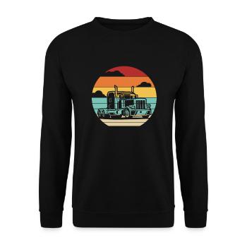 Retro Trucker Truckie Legends Lover Truck Driver - Unisex Sweatshirt - black - Front - Alina (178cm) & Michal (187cm)
