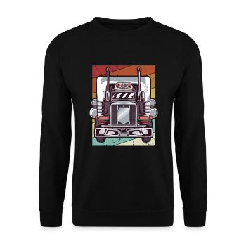 Retro Trucker Truckie Legends Lover Truck Driver - Unisex Sweatshirt - black - Front - Alina (178cm) & Michal (187cm)