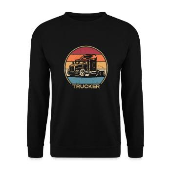 Retro Trucker Legends Truckie Lover Truck Driver - Unisex Sweatshirt - black - Front - Alina (178cm) & Michal (187cm)