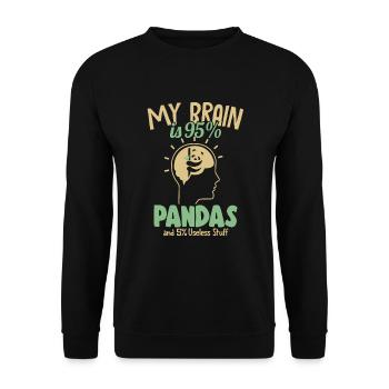 Mein Gehirn besteht zu 95% aus Pandas Panda Bär Freund Riese - Unisex Pullover - Schwarz - Vorne - Alina (178cm) & Michal (187cm)