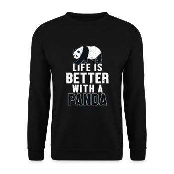 Life is Better with a Panda Panda Bear Friend - Unisex Sweatshirt - black - Front - Alina (178cm) & Michal (187cm)