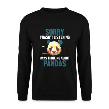 Ich dachte an Pandas Panda Bär Freund Riese - Unisex Pullover - Schwarz - Vorne - Alina (178cm) & Michal (187cm)