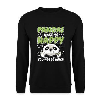 Pandas Make Me Happy Panda Ours Ami Amant - Sweat-shirt Unisexe - noir - Devant - Alina (178cm) & Michal (187cm)
